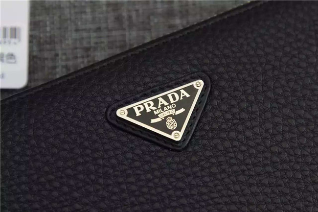 高仿Prada经典钱包-精仿一比一普拉达男士手拿包荔枝纹最新款P001logo图