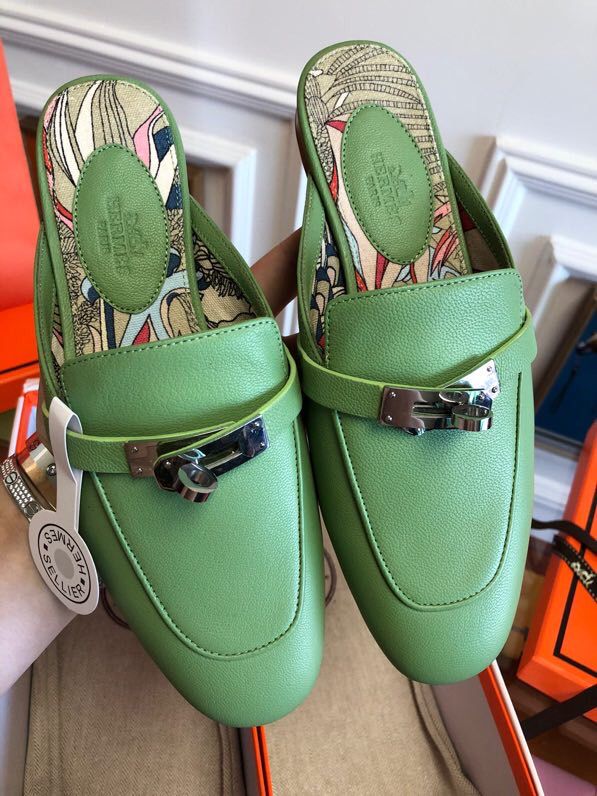 爱马仕Royal绿色拖鞋