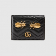 Gucci 古驰小蜜蜂 GG Marmont系列蝉造型铆钉女士卡片夹