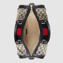 Gucci 古驰手提包 复古织带GG图案人造革波士顿式单肩包247205 KQW5G 4080