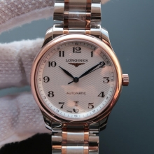 MK浪琴名匠的6字位单历，男士手表，精钢表带，透底，直径38.5mm9.5mm