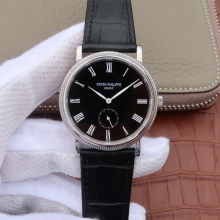 百达翡丽古典系列5119G 黑面，男士手表。手动机械皮表带，透底，直径38mm