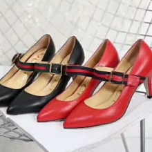 精仿GUCCI高跟鞋原版古驰时尚进口原版牛皮女鞋红色/黑色