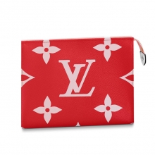 原单LV新款盥洗袋1比LV手拿包超大Monogram花朵图案女士手包红色M67692