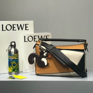 原单Loewe/罗意威蜡黄拼Puzzle29cm中号几何包单肩斜跨包