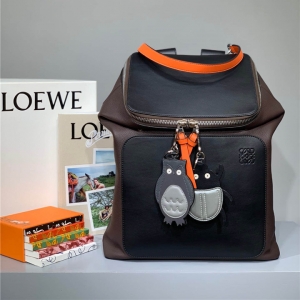 原单Loewe/罗意威 2019新款Goya系列双肩书包双肩背包黑橙拼