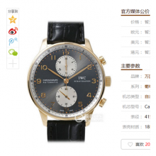 ZF万国葡萄牙系列IW371433腕表。。自动机械机芯，皮表带，男士手表