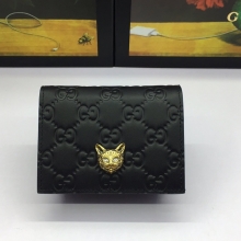 古驰Gucci零钱包Gucci Signature系列水晶眼睛猫头图案卡包 548057黑色