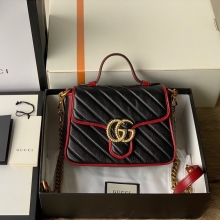 原单Gucci古奇GG Marmont系列迷你黑色手提包