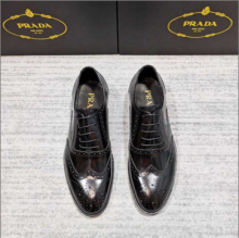 原单prada普拉达P家新款金标男士正装皮鞋系列德比鞋