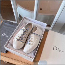 原单女士Dior迪奥电绣面料TPU大底帆布小白鞋