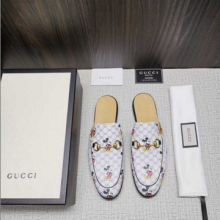 复刻Gucci古驰Disney x Gucci Princetown系列双G扣拖鞋
