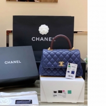 Chanel/香奈儿Coco handle手提包小号A92990/中号A92993红蓝白黑淡蓝