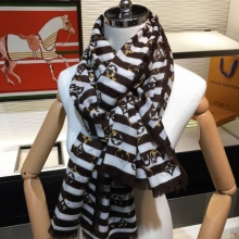 高仿LV围巾路易威登条带花纹100%纯羊绒围巾