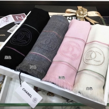CHANEL围巾香奈儿‘圆标双C条纹’顶级澳洲进口纯羊绒围巾