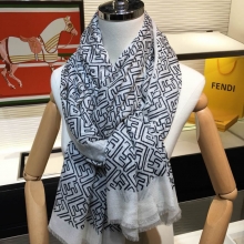 FENDI芬迪双F银线印花100%顶级纯羊绒围巾