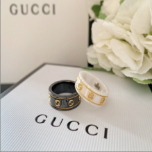 新款Gucci古驰黑白陶瓷戒指