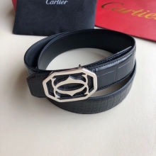 Cartier卡地亚皮带精钢双C方形挂扣腰带