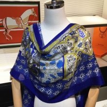 Hermes爱马仕亮片女骑士之舞图案印花100%顶级纯羊绒围巾