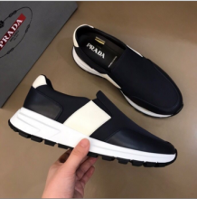 PRADA普拉达奢品2020新款拼接男士黑色运动鞋
