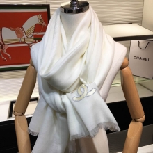 CHANEL丝巾香奈儿双C银线条纹100%纯羊绒围巾