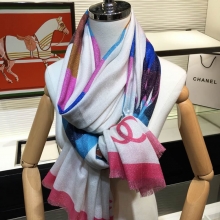 CHANEL围巾香奈儿银线彩色双C100%顶级纯羊绒围巾