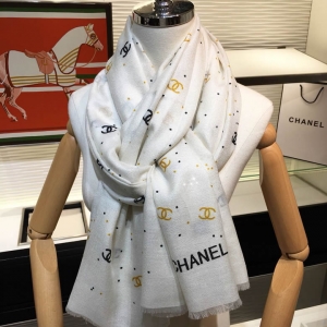 原单CHANEL围巾香奈儿小香银线圆点100%顶级纯羊绒围巾