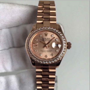 Rolex劳力士女款日志型系列玫瑰金三珠带2236机芯手表