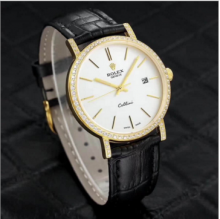 劳力士ROLEX切利尼新款白面金边镶钻男士9015机芯手表