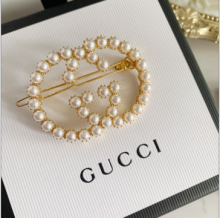 新款Gucci古驰双G珍珠发夹发卡