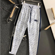 dior迪奥2021新款白色蓝色满字母logo元素拼接顶级经典休闲裤