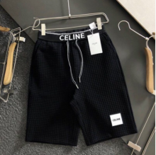 celine思琳最新款纯棉提花字母暗纹格子短裤