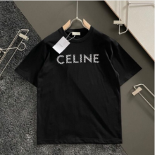 Celine赛琳最新印花烫进口钻短袖T恤