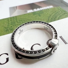 新款Gucci古驰情侣款宽版窄版双G黑珐琅戒指