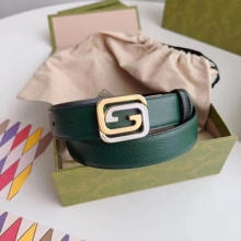 Gucci古驰专柜最新款绿色猪皮纹皮带